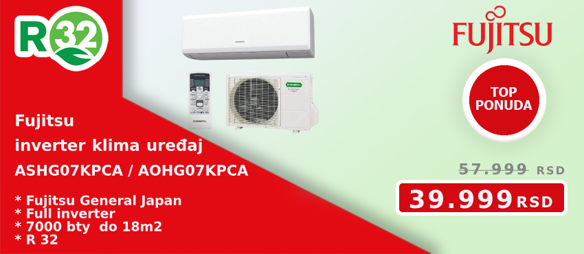 Fujitsu inverter klima uređaj ASHG07KPCA / AOHG07KPCA - Cool Shop