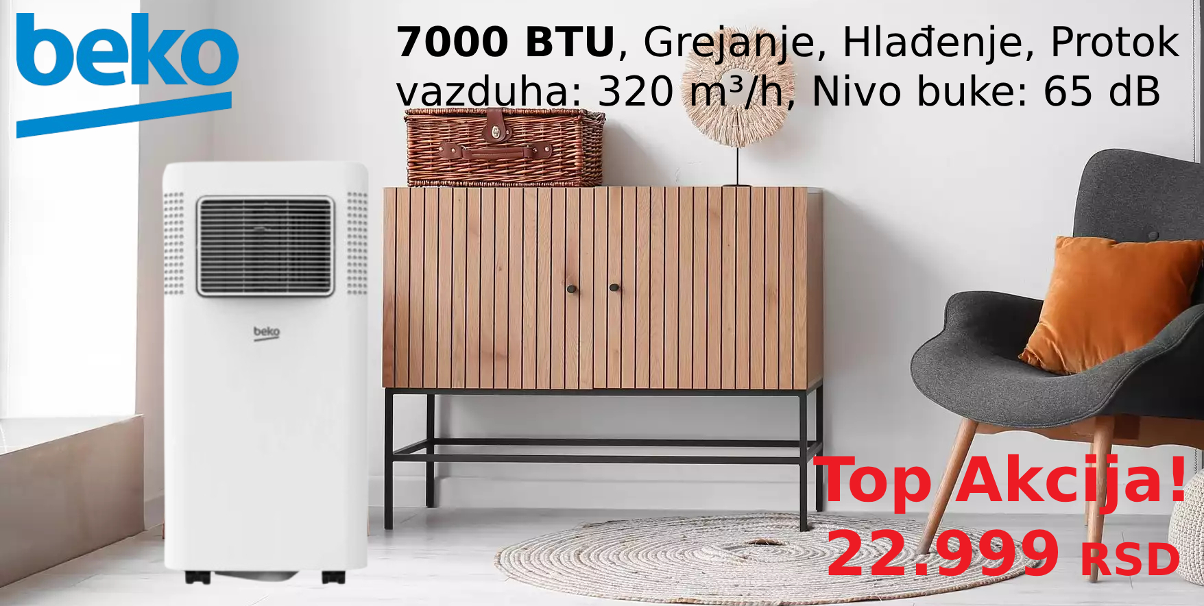 Beko pokretna klima BP207C 7000BTY - Cool Shop