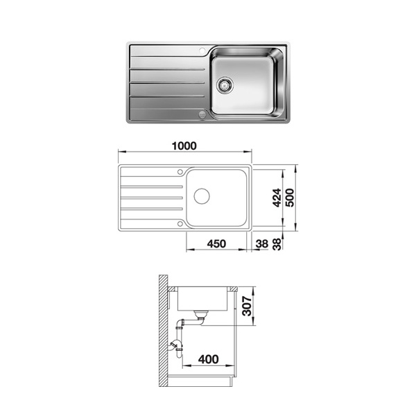 Blanco sudopera LEMIS XL 6 S-IF sa podizačem čepa + završni sifon