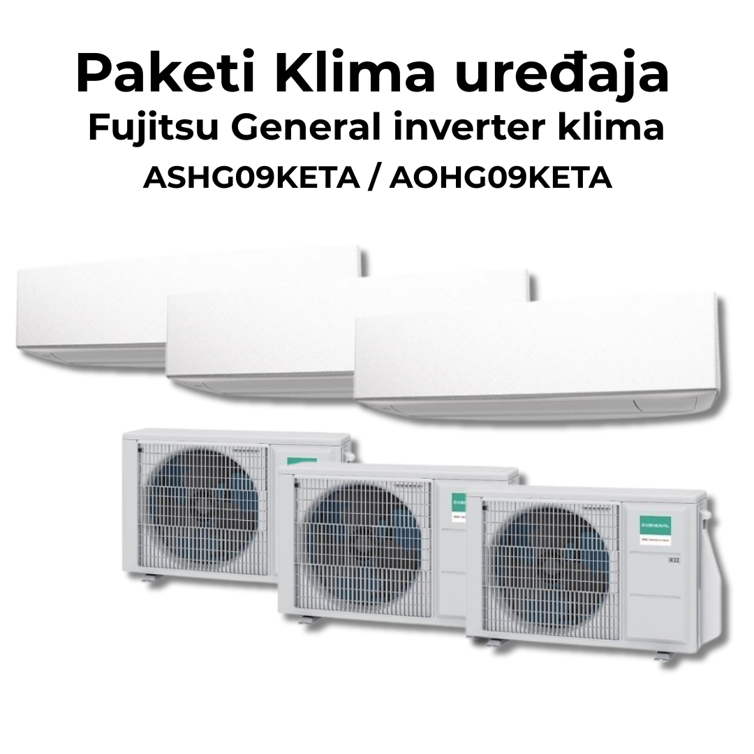 Paket klima uredjaja Fujitsu Genaral ASHG09keta  3x 9000bty - Cool Shop